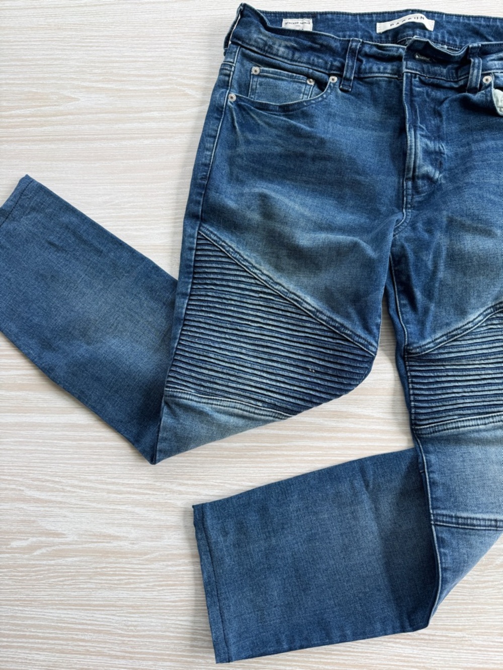 PacSun Men's Dark Blue Ribbed-Knee Skinny Jeans
